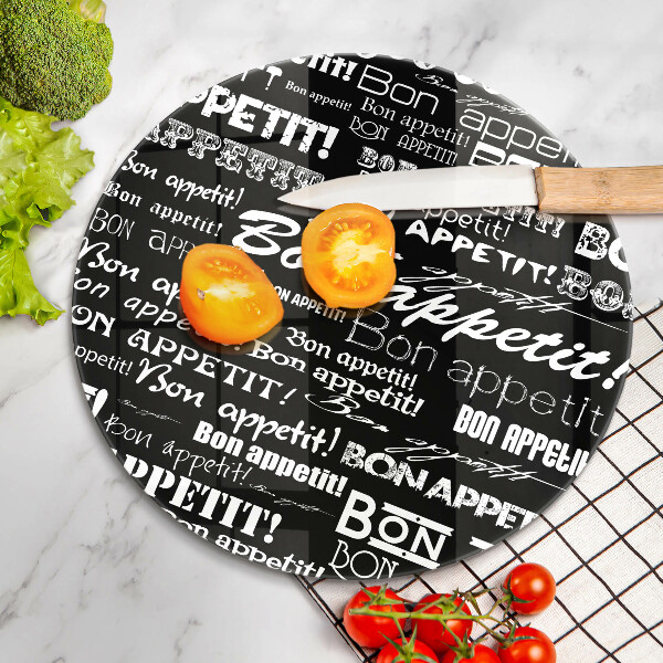 Steklena podloga za rezanje Kuhinjski podnapisi Bon appetit