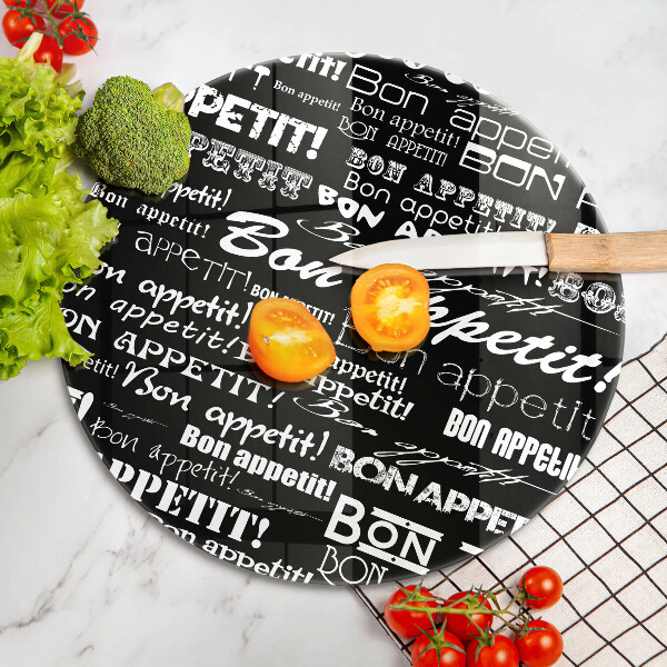 Steklena podloga za rezanje Kuhinjski podnapisi Bon appetit