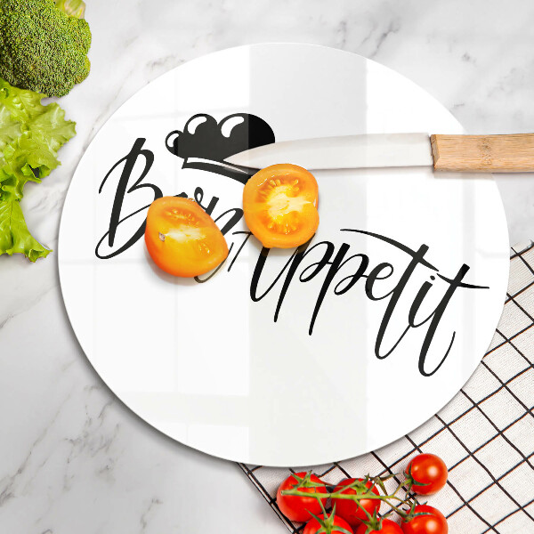 Steklena podloga za rezanje Napis Bon Appetit