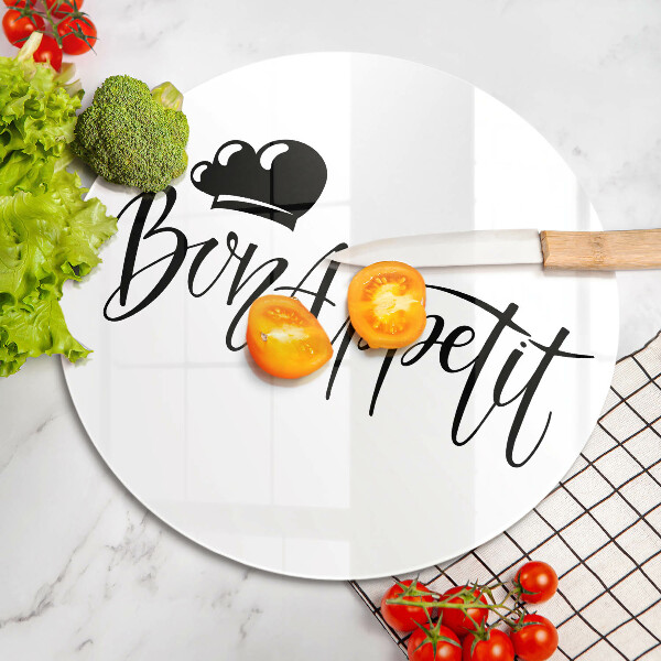 Steklena podloga za rezanje Napis Bon Appetit