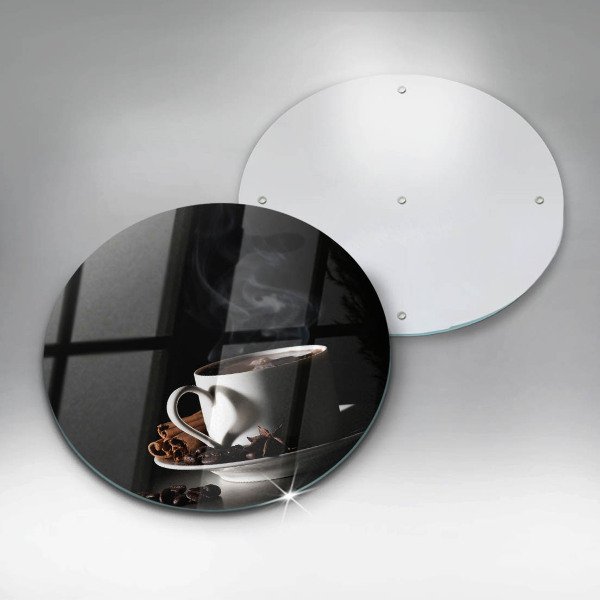 Steklena podloga za rezanje Skodelica vroče kave