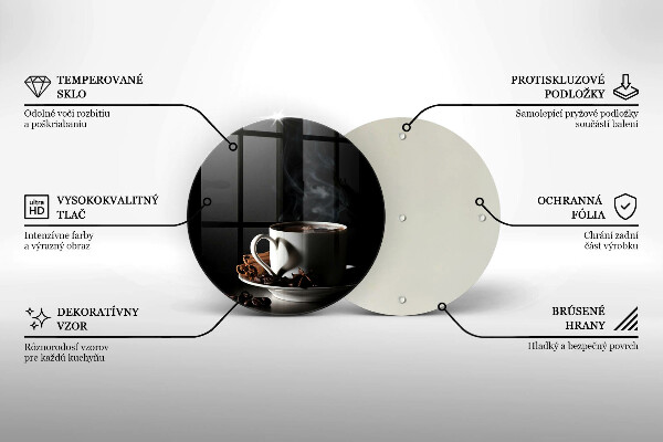 Steklena podloga za rezanje Skodelica vroče kave
