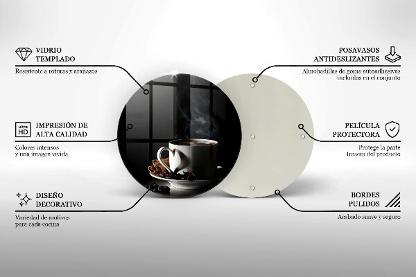 Steklena podloga za rezanje Skodelica vroče kave