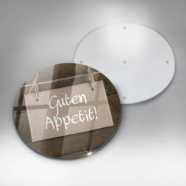 Steklena podloga za rezanje Napis Guten Apetit na deskah