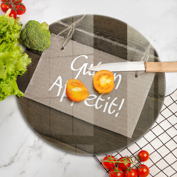 Steklena podloga za rezanje Napis Guten Apetit na deskah