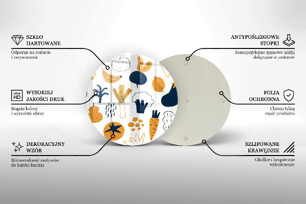Steklena podloga za rezanje Ilustracija hrane