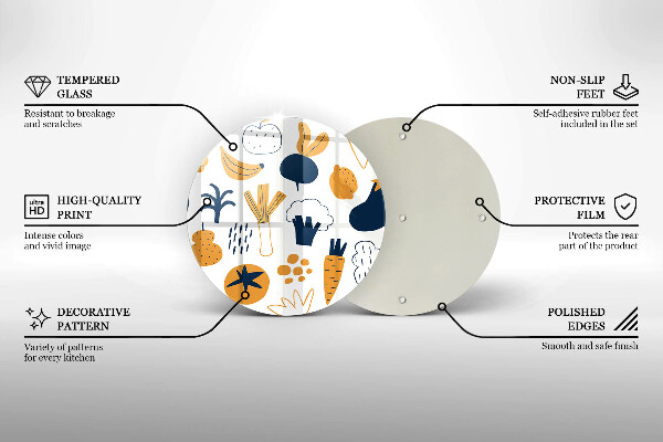 Steklena podloga za rezanje Ilustracija hrane
