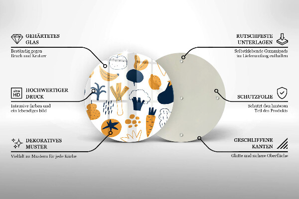 Steklena podloga za rezanje Ilustracija hrane