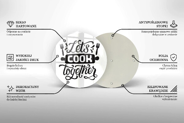 Steklena podloga za rezanje Let's cook together