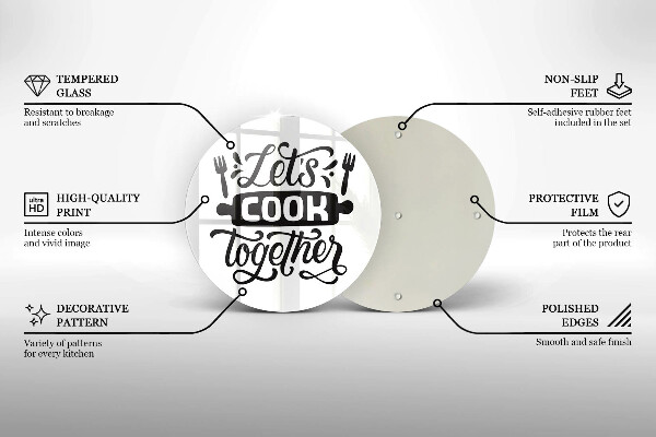 Steklena podloga za rezanje Let's cook together