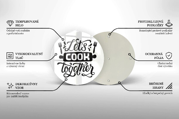 Steklena podloga za rezanje Let's cook together