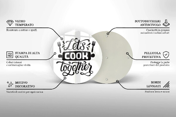 Steklena podloga za rezanje Let's cook together