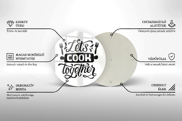 Steklena podloga za rezanje Let's cook together