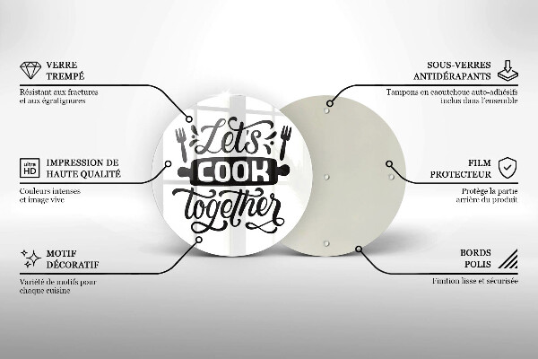 Steklena podloga za rezanje Let's cook together