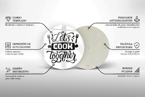 Steklena podloga za rezanje Let's cook together