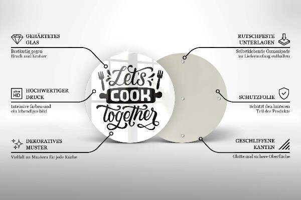 Steklena podloga za rezanje Let's cook together