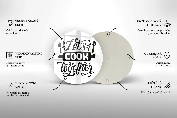 Steklena podloga za rezanje Let's cook together