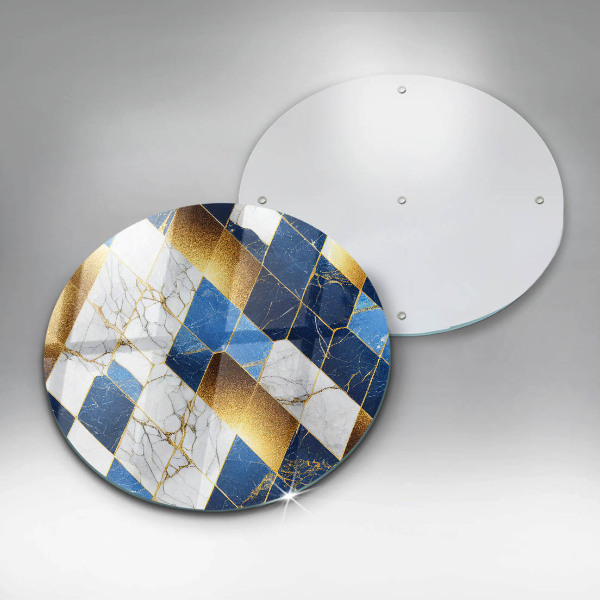 Steklena podloga za rezanje Zlati marmorni rombi