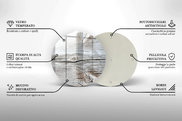 Steklena podloga za rezanje Svetla lesena struktura