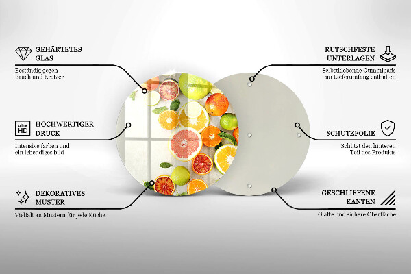 Steklena podloga za rezanje Citrusi