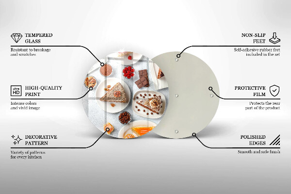 Steklena podloga za rezanje Sladkost torte