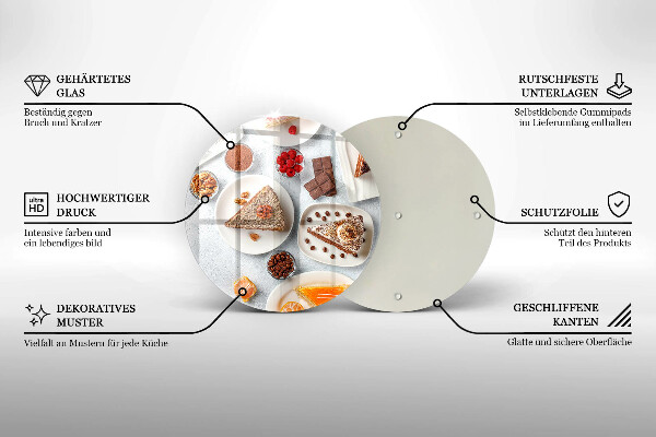 Steklena podloga za rezanje Sladkost torte