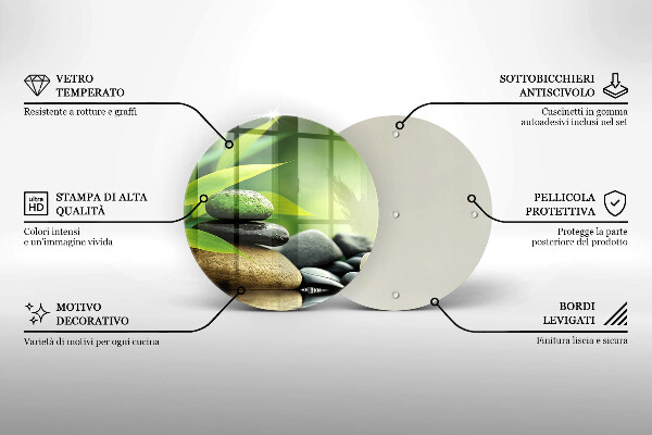 Steklena podloga za rezanje Zen bambusovi kamni