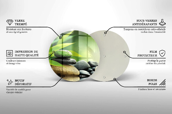 Steklena podloga za rezanje Zen bambusovi kamni
