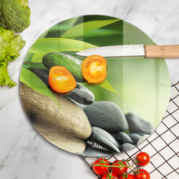 Steklena podloga za rezanje Zen bambusovi kamni