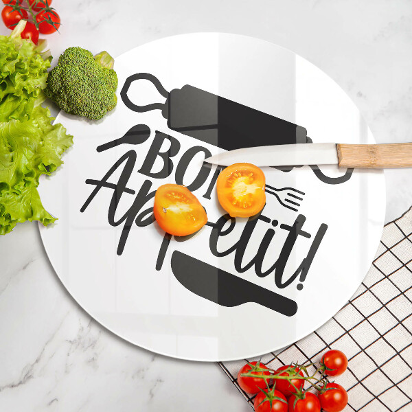 Steklena podloga za rezanje Napis Bon Appetit