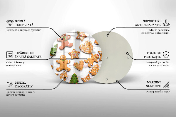 Steklena podloga za rezanje božični medenjaki