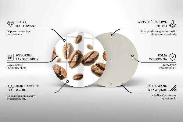 Steklena podloga za rezanje Kavna zrna
