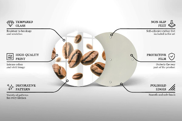 Steklena podloga za rezanje Kavna zrna