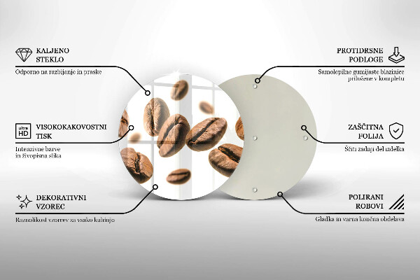 Steklena podloga za rezanje Kavna zrna