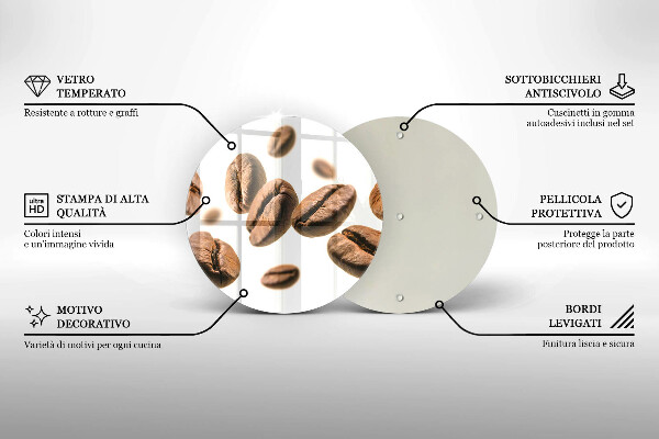 Steklena podloga za rezanje Kavna zrna