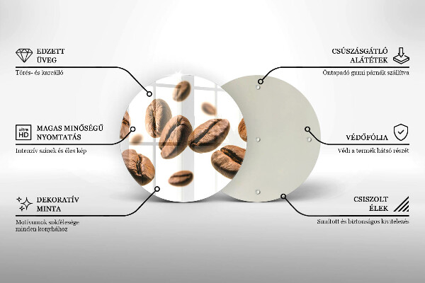 Steklena podloga za rezanje Kavna zrna