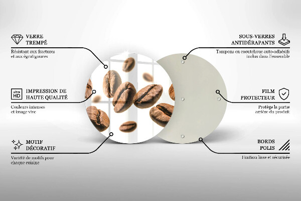Steklena podloga za rezanje Kavna zrna