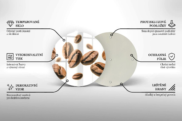 Steklena podloga za rezanje Kavna zrna