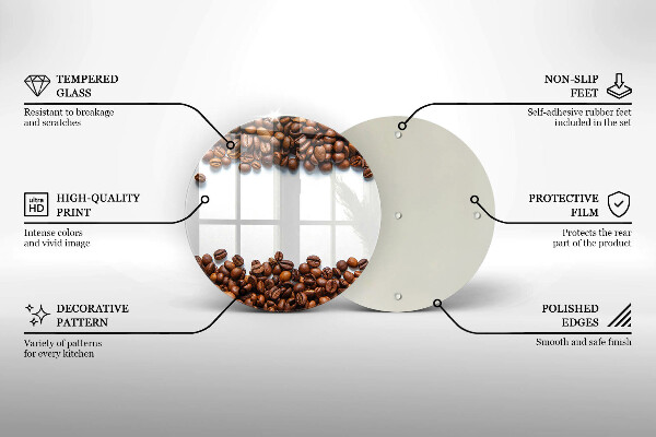 Steklena podloga za rezanje Kavna zrna