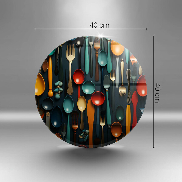 Steklena podloga za rezanje Pisane žlice in vilice