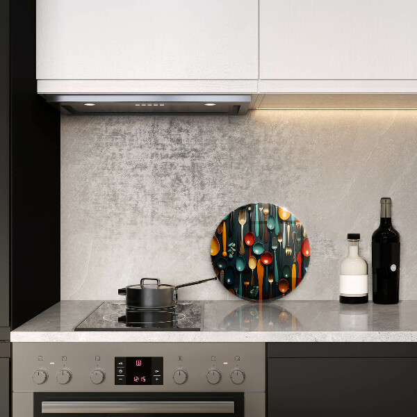 Steklena podloga za rezanje Pisane žlice in vilice