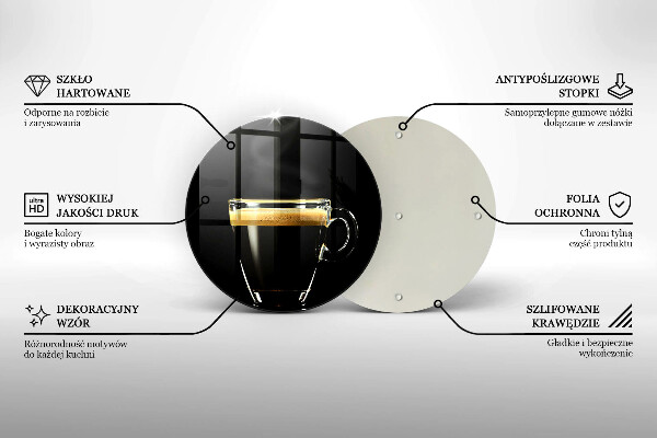 Steklena podloga za rezanje Kozarec črne kave