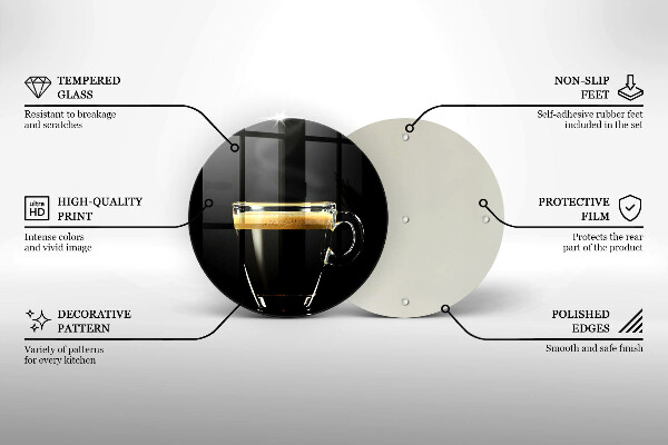 Steklena podloga za rezanje Kozarec črne kave