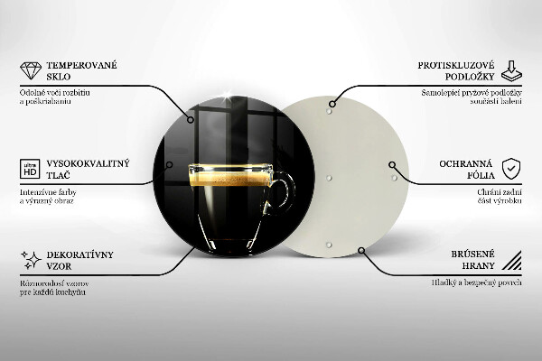 Steklena podloga za rezanje Kozarec črne kave