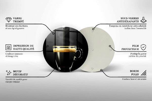 Steklena podloga za rezanje Kozarec črne kave