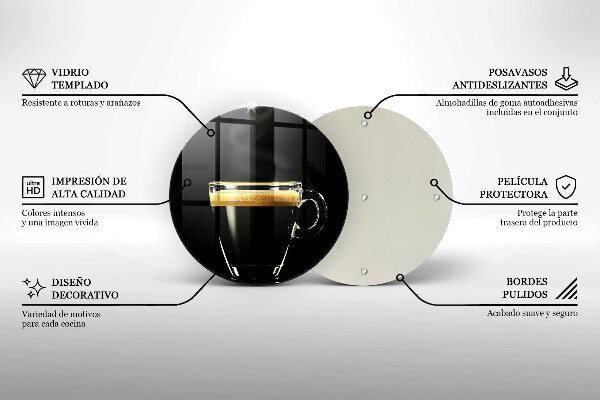 Steklena podloga za rezanje Kozarec črne kave
