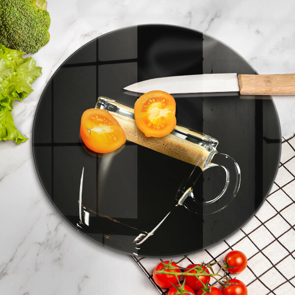 Steklena podloga za rezanje Kozarec črne kave