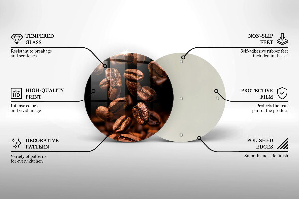 Steklena podloga za rezanje Rjava kavna zrna
