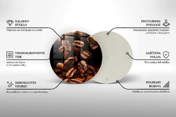 Steklena podloga za rezanje Rjava kavna zrna