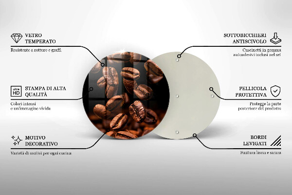 Steklena podloga za rezanje Rjava kavna zrna